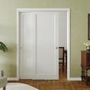 64" x 80" Bypass Sliding Doors, 1-Lite Interior Panels with Hardware Kit, Assembly Required, MDF Material with White Primer, Easy to Install, Ideal for Closet and Pantry Use