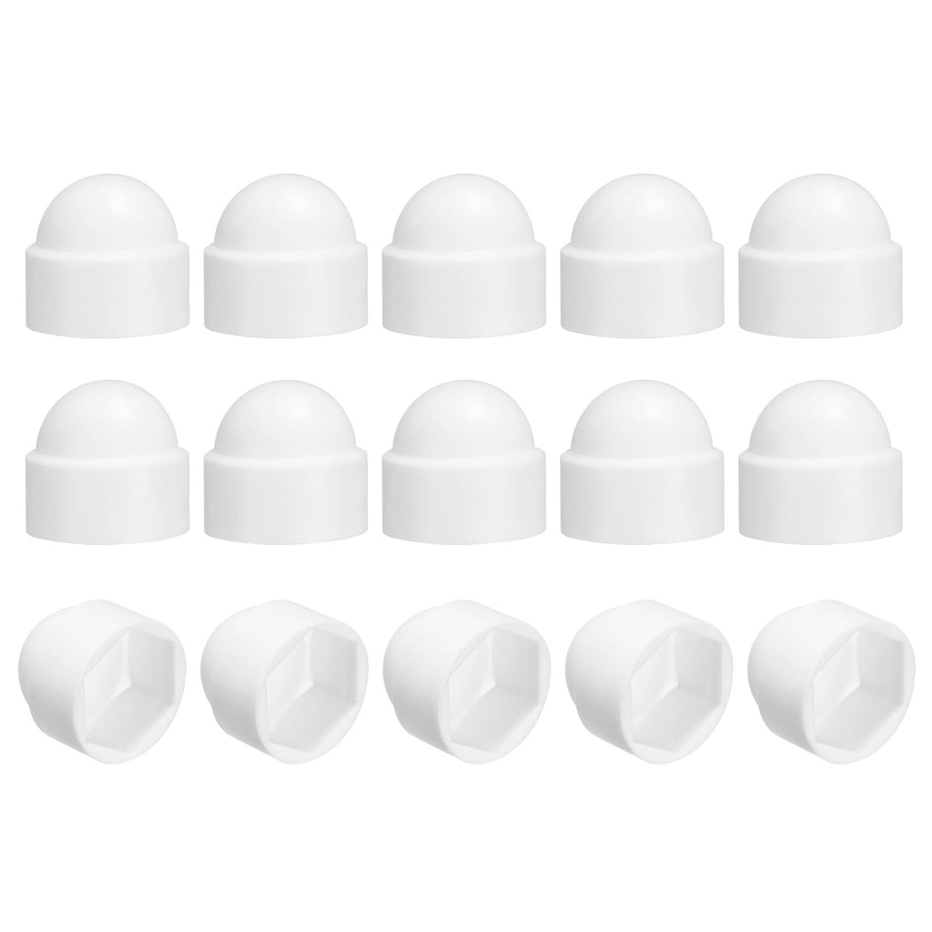 uxcell 15Pcs Hex Nut Cover, M18x26x32mm Plastic Dome Nut Protection Cap Hex Screws Bolt Covers for Indoor Outdoor Furniture Automotive Bolts Decoration, White