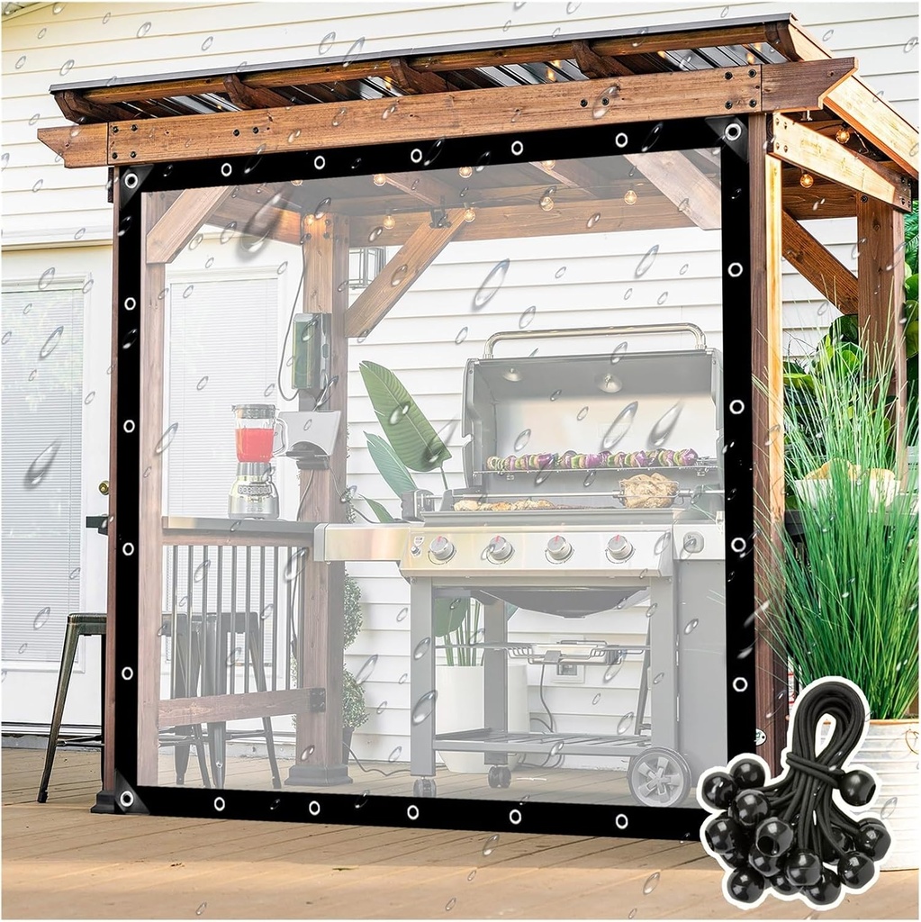 Clear Waterproof Tarps with Grommets，Clear Vinyl Curtains Tarp Tarpaulins Cover for Garden Gazebos Plant Outdoor Furniture，Pergola Side Panels (Color : LxW, Size : 20x8ft/6x2.5m)
