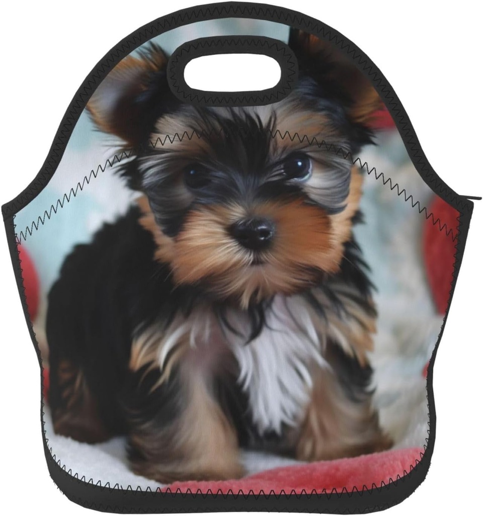 Yorkie Puppy Lunch Bag for Women Men Reusable Lunch Tote Bags Insulated Lunch Box Large Capacity Lunchbox Cooler Lunch Container for Work Office Picnic Travel
