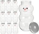 BESTOYARD 10pcs Silver 500ml Snowman Drink Bottle with Cap, Christmas Cookie Jar, Honey Pot, The Pet Milk Tea