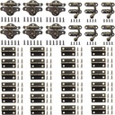 36 Sets Retro Jewelry Box Hinges and Latches Hooks, Small Latches Hinges for Wooden Boxes Hardware, Antique Cabinet Furniture Hinges Hasp Clasp - Bronze Tone (36pcs)