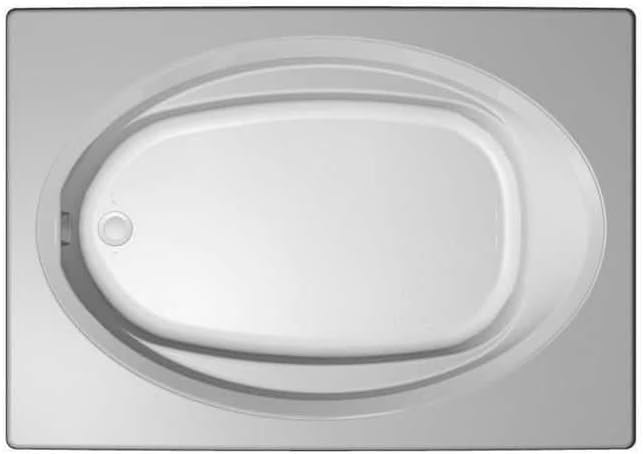 JACUZZI SIGNATURE Acrylic Skirted Soaking Bathtub, Slip Resistant, Left Drain Placement, 60” (L) x 42” (W), Oval in Rectangle Design, White