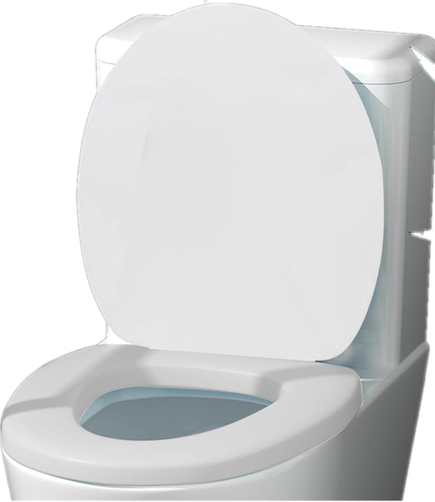Round Toilet Seat with Cover Quiet Close,Padded Toilet Seat,Soft Vinyl Cove With Comfort Foam Cushioning,Easy Installation,Easy Cleaning, Fits All Elongated Size Fixtures (White)