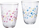 Aderia S-6317 Haruiro Glass Pair Set, 10.2 fl oz (290 ml), Set of Ribs, Cherry Blossoms, Pair Set, Pink and Blue, Made in Japan, Gift Box Included, Birthday Gift