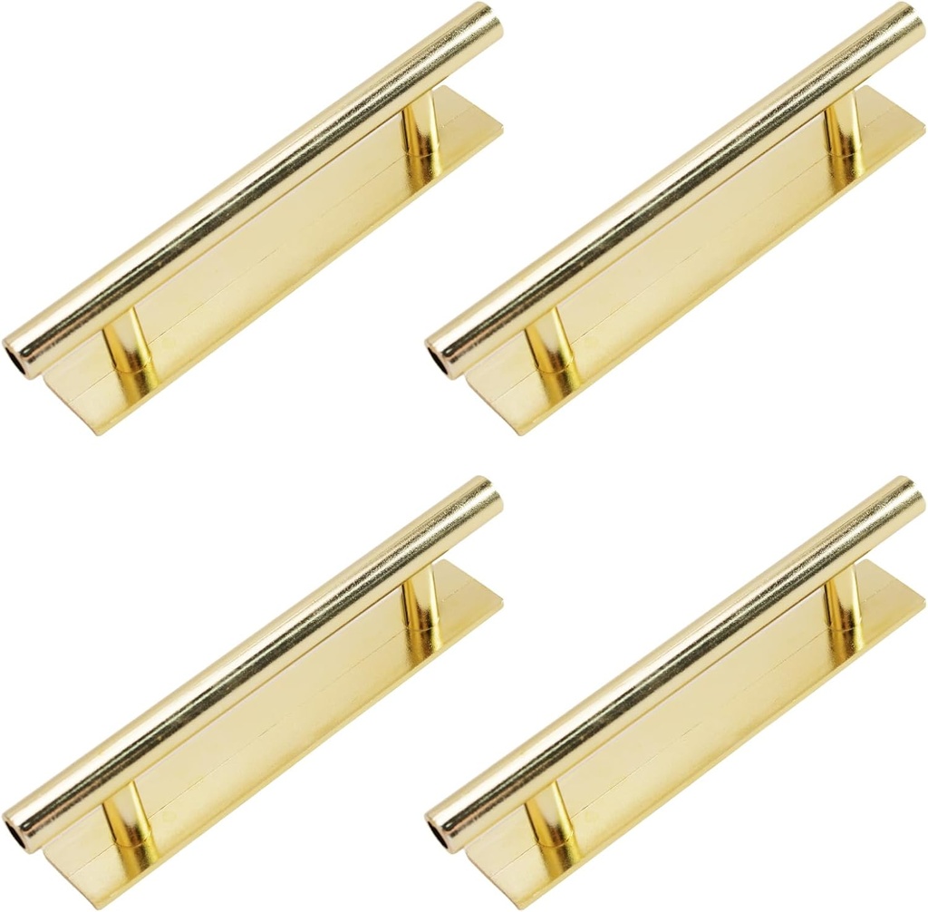 MOROBOR Self-Adhesive Long Handles,4pcs Gold Plastic Convenient Opening Stick-on Handles with Plate for Kitchen Cabinet Window Sliding Closet Door