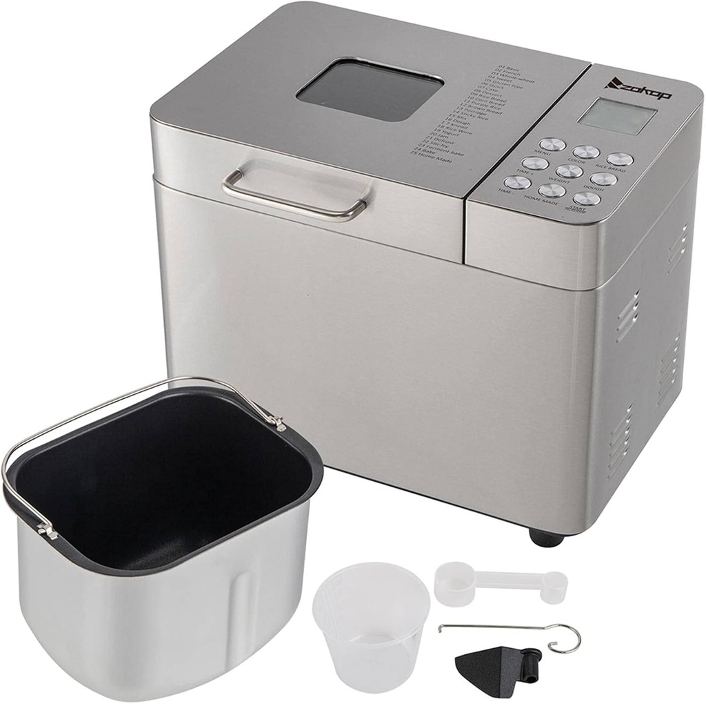 NA BM8205 Bread Machine,2LB Stainless Steel Programmable Bread Maker Machine with Exhaust Funnel and Powerful DC Motor 110V 550W US Plug ~ Nice Workmanship