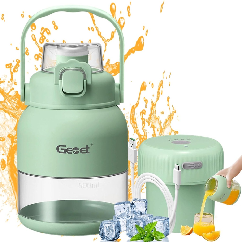 BPA-Free Electric Citrus Juicer 17 OZ, Straw, Two Lids, Portable Blender for Smoothies, Shakes, Food Prep & Frozen Blending (17OZ)