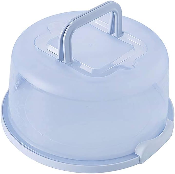 Cake Carrier Holder Round Container with Handle Suitable for 8 inch Diameter Small Cake (Blue)
