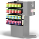 Side Mounted Flavor Storage Holder Compatible With Ninja Thirsti wc1001/wc2002,4 Tier Flavored Pods Water Drops Organizer with Straw Storage,Metal Flavor Holder for Counter Small Space,Holds 20 Flavor
