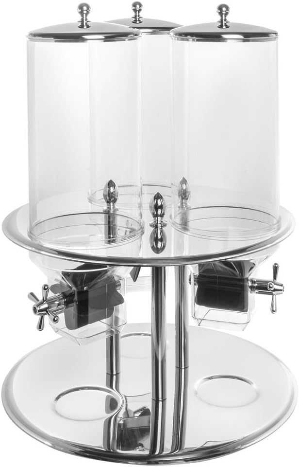 HUBERT Cereal Dispenser for 3 Kinds of Cereal Stainless Steel - 19 1/3 Dia x 26 1/5 H