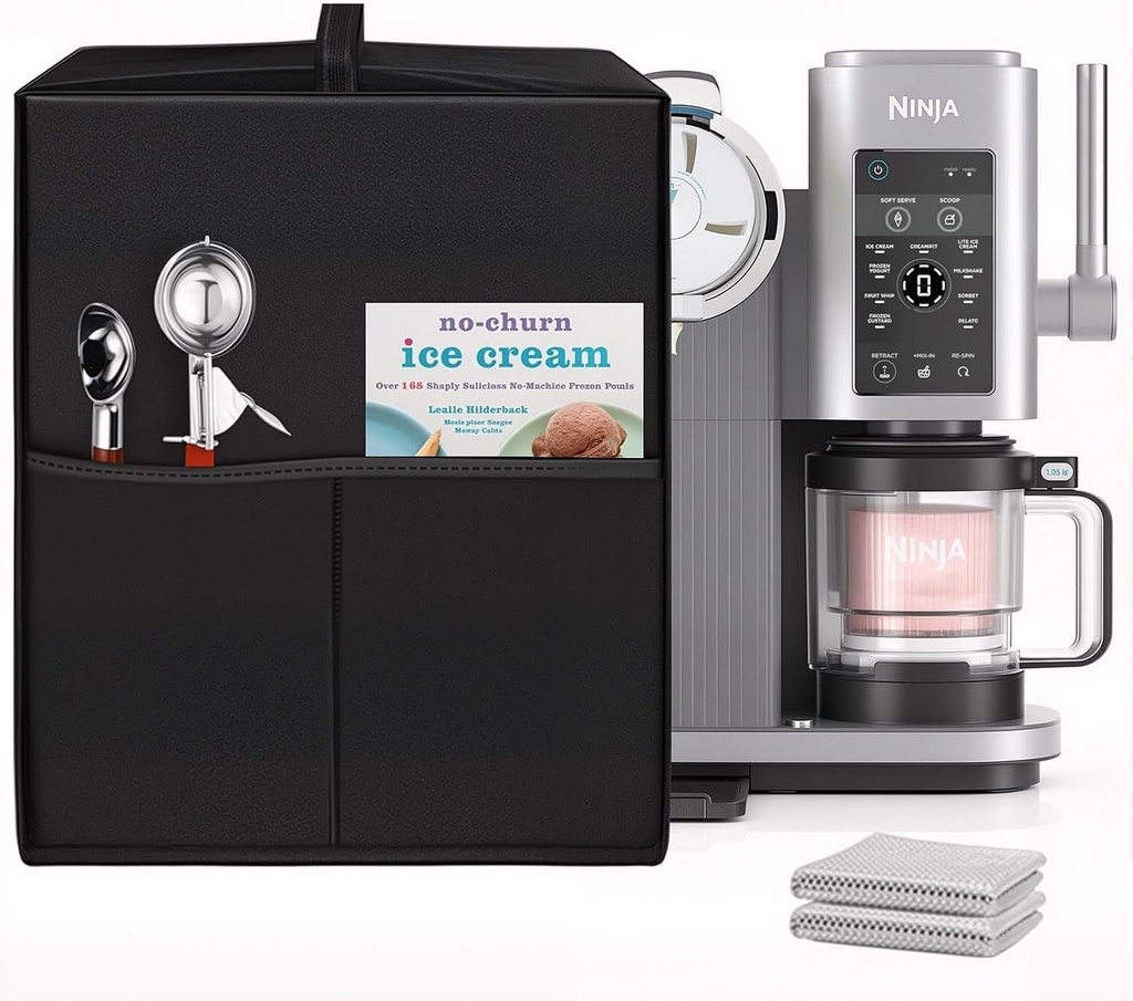 Soft Serve Maker Dust Cover for Ninja CREAMi NC701 Ice Cream Maker, Dustproof, Waterproof, Moisture-proof Nylon Fabric, Cover Case for Ninja NC701 Ice Cream Maker(17.75inx15.75inx10.25in Black)