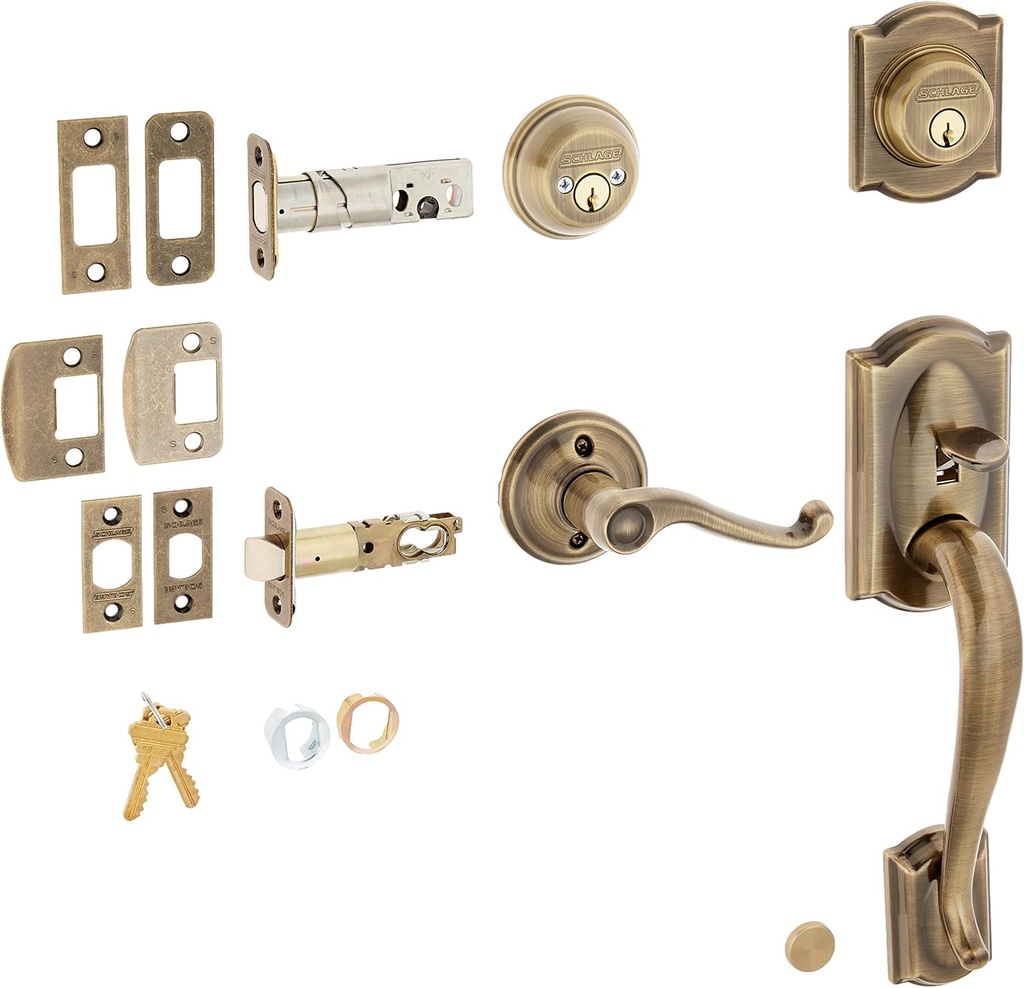 SCHLAGE F62-CAM-FLA-RH Antique Brass Key Lock