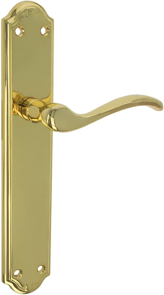 AMIG - Set of Plate Handles - Ideal for Interior Passage Doors with Crank Handle, Comfortable, Elegant and Timeless - Zamak - Gold Colour - 248 x 44 mm