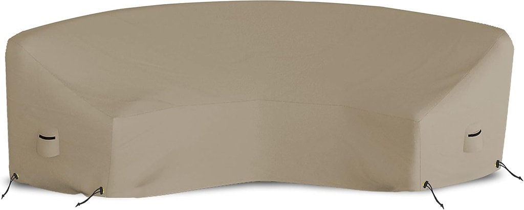 Covers & All Curved Outdoor Couch Cover, 12 Oz PVC Tear & UV Proof, Waterproof Outdoor Patio Furniture Set Cover with Air Pockets & Drawstrings (150" L x 36" W x 38" H x 112" FL, Beige)