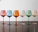 Physkoa Colored Burgendy Wine Glasses Set 6-18oz HandBlown Colorful Wine Glass With Long Stem,Multi Color Mothers Day Wine Glasses Gift for Women Mom