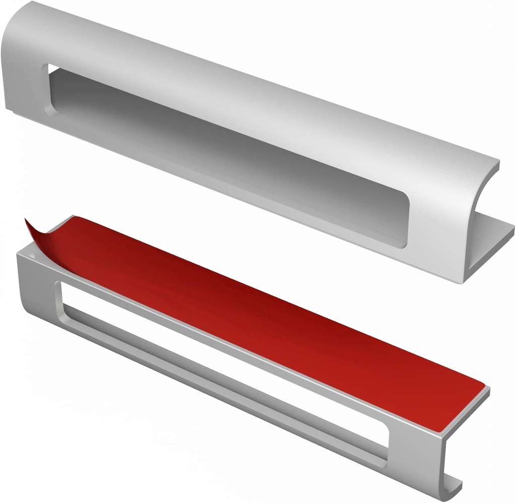 HRX Self-Adhesive Edge Fingerpull Door Handle - Easy to Install Screwless Peel and Stick on Glass, Wood, Metal, Plastic - Sliding Doors Knob for Kitchen Fronts, Drawers & Dressers Panels - 2 Pack