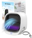 Vital Breeze Portable AC Evaporative Air Cooler Vital Breeze Portable Air Conditioner portable 300 mL Water Tank, < 40 dB Quiet, 3 Fan Speeds, Washable Filter, Color-Cycle Night-Light Bedroom Mini AC