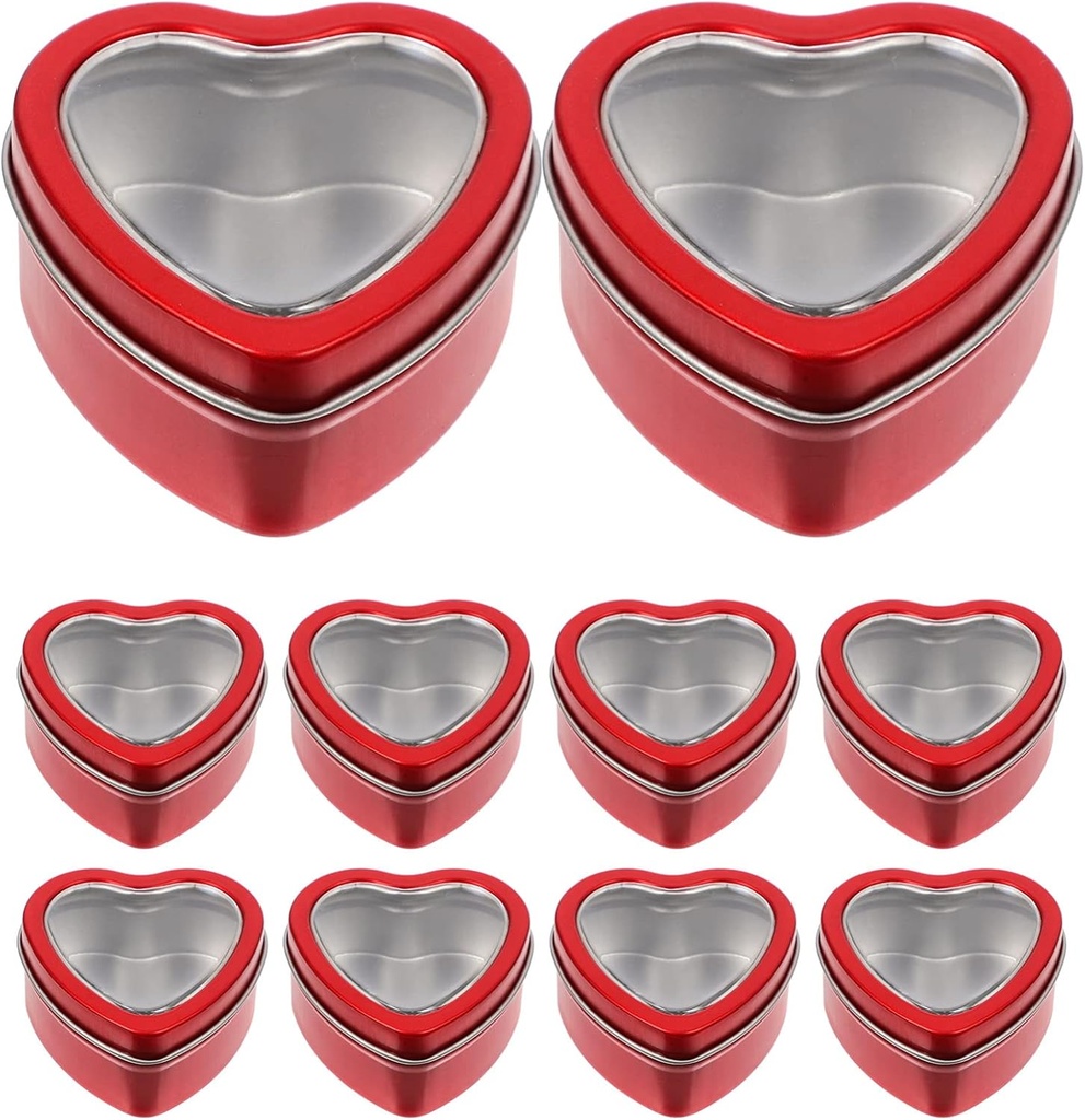 Wedding Favors 10pcs Tin Heart Shaped Tinplate with Lid Chocolate Candy Cookie Boxes Empty Candle Tin Jewelry Cases For Wedding Party Red Candy Box