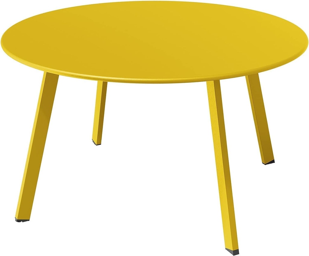 Grand Patio Round Steel Patio Coffee Table, Weather Resistant Outdoor Large Side Table, Yellow…
