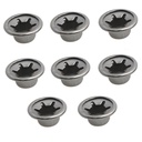 8PCS Silver Push Nut Caps, Round Metal Alloy Axle Cap Nuts, 1/4 inch, 16.5mm, 6.7mm
