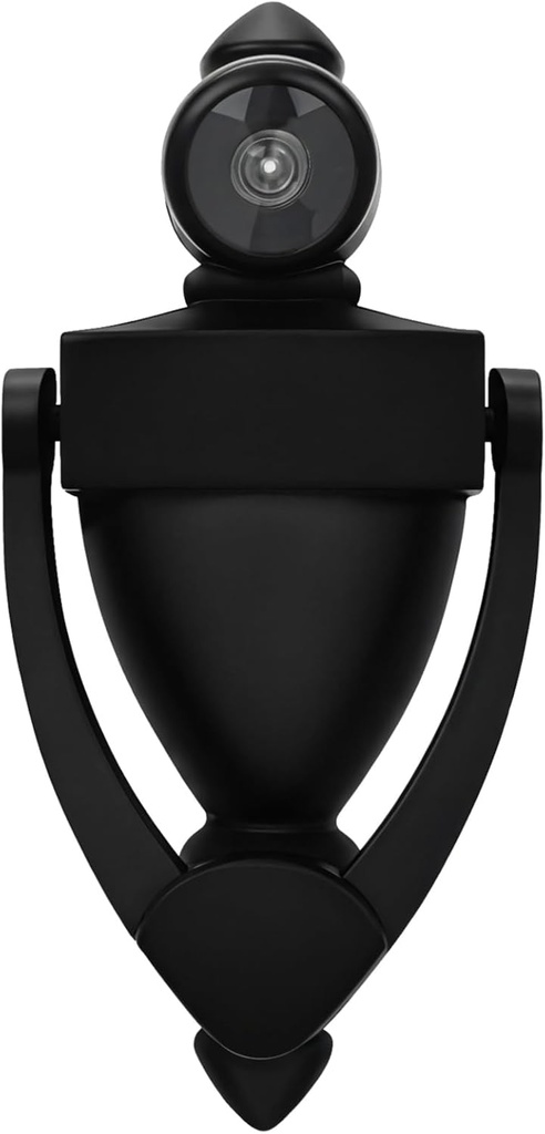 Vintage Zinc Alloy Door Knocker with Peephole, Black Finish for Entryways and Front Doors