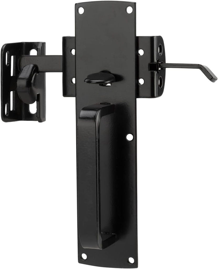 Self-Closing Thumb Gate Latch - Heavy Duty for Wooden, Metal & Vinyl Fences - Black Finish