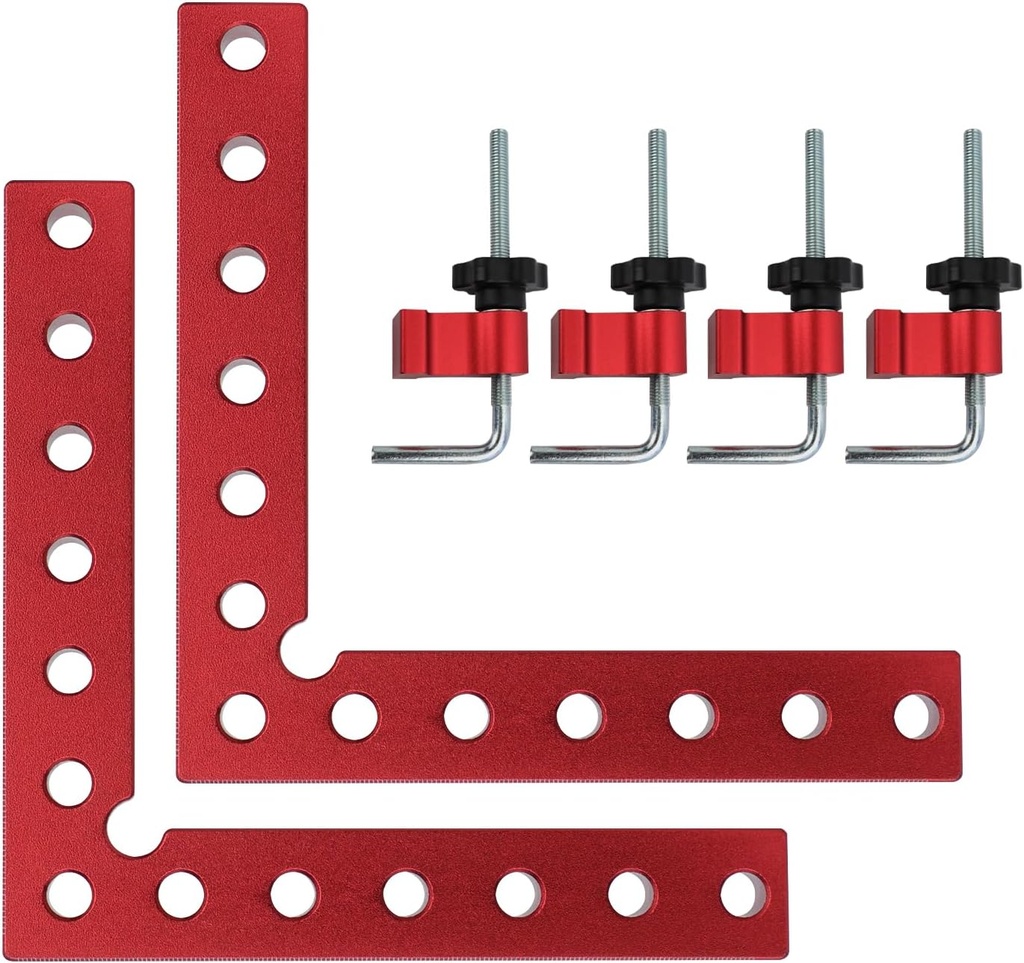 ATOLS 90 Degree Positioning Squares, Right Angle Clamps 5.5" x 5.5"(14 x 14cm) Aluminum Alloy Woodworking Carpenter, Corner Clamping Square Tool for Picture Frames, Boxes, Cabinets or Drawers(2 Pack)