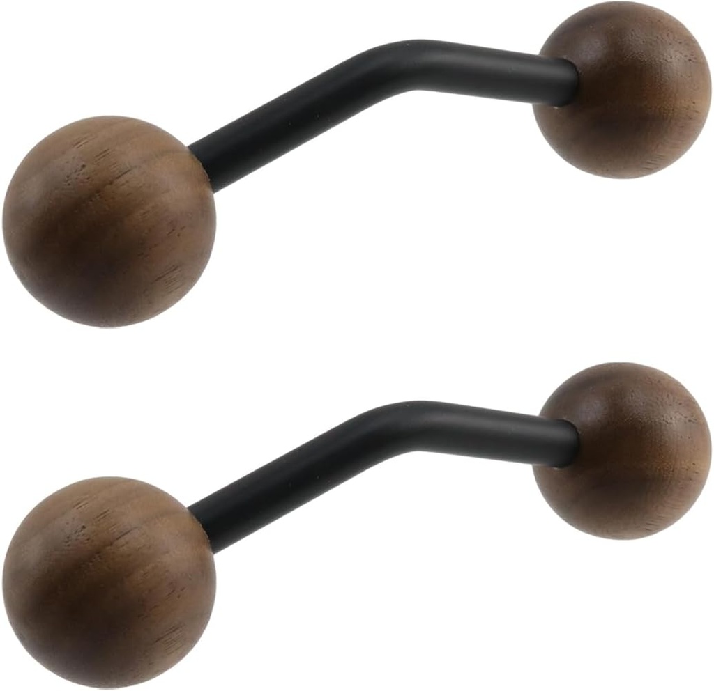 2PCS Simple-style Door Handles Walnut Wood & Zinc Alloy Cabinet Door Drawer Handle for Cupboard Dresser Kitchen Wardrobe Door, Hole Center 96mm