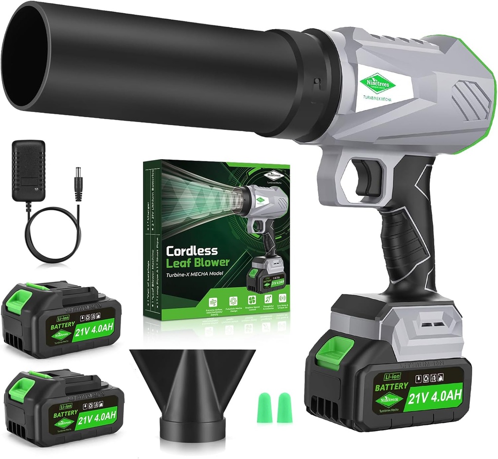 Leaf Blower Cordless with Battery and Charger,1000,000 RPM, 395CFM 1000G Power, Lightweight Handheld Design, Extended Nozzle,Blower for Patio Cleaning,Car Blowing Water, Blowing Leaves and Dust