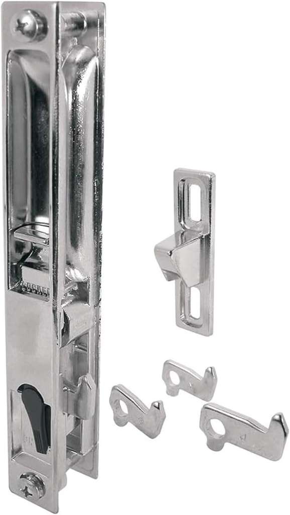Sliding Glass Patio Door Handle Set, Flush Mount, Non-Keyed, 6-5/8" Screw Holes | Sliding Door Handle Replacement Hardware Repair Fix Sliding Door (DL-502) (Chrome)