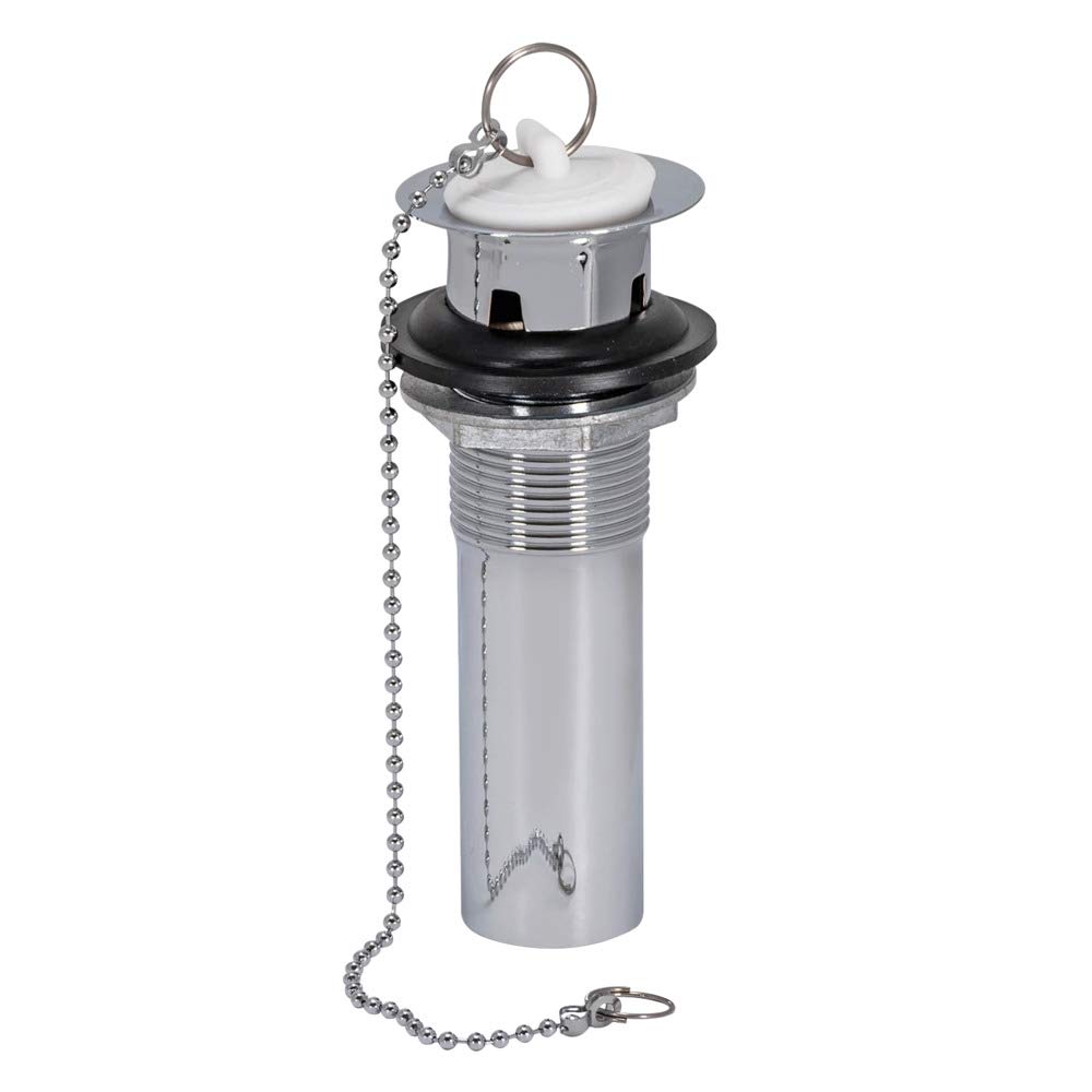 EZ-FLO One-Piece P.O. Plug Drain Assembly Kit, Durable Bathroom Sink Drain Without Overflow, Brushed Nickel Pop Up Drain for Bathroom Sink, Brass Locknut, Chrome Plated, 35074