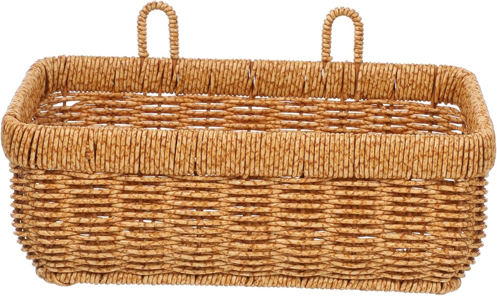 Garneck Wall Hanging Basket for Ginger Garlic Storage Rattan Kitchen Organizer for Fruits and Flowers Elegant Adhesive Hooks for Clean and Tidy Spaces