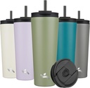 26 OZ Insulated Tumbler with Lid and 2 Straws Stainless Steel Water Bottle Vacuum Travel Mug Coffee Cup,ArmyGreen