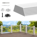 CKE 26" White Square Deck Balusters, 120 Packs White Aluminum Balusters for Wood and Composite Deck Railings with Screws & Balusters Conectors, 3/4" Diameter Hollow Square Aluminum Deck Spindles WS26