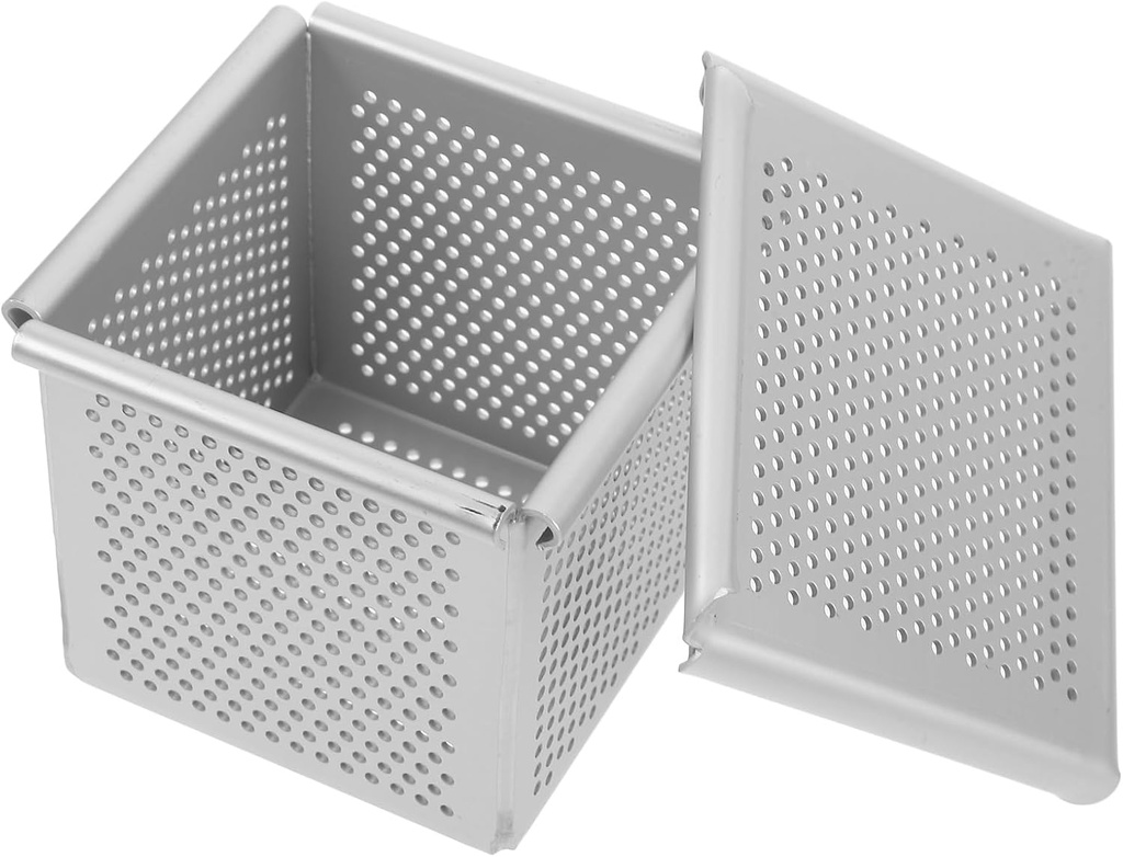 Luxshiny Mini Pullman Loaf Pan with Lid, 3.5in Square Perforated Baking Box Tin Non-stick Bread Toast Mold Cube Bakeware Corrugated Bread Pan with Cover