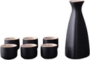 Sake Set Japanese Sake Pot Set Traditional Sake Cup Porcelain Pottery Ceramic Crafts Wine Glasses Cups 7 Piece,A