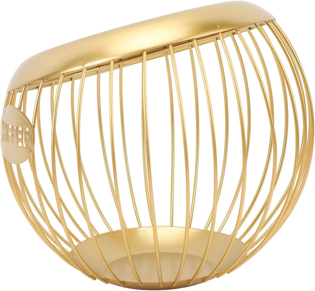 Counter Coffee Pod Container Large Capacity Metal Coffee Pod Holder, Stylish Iron Storage Basket, for Countertop Organization, Multifunctional with High Capacity (Gold)