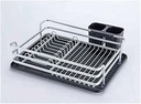 2-Tier Aluminum Dish Drying Rack - Kitchen Organizer & Drainer for Plates, Cutlery, and Sink Accessories(A)
