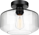 MAXvolador Industrial Semi Flush Mount Ceiling Light Extra Large, Clear Glass Pendant Lamp Shade, Vintage Hanging Light Fixtures, Lighting for Hallway