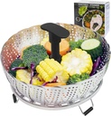Vegetable Steamer Basket,Stainless Steel Steamer Basket,Folding Expandable Steaming Vegetable/Fish/Seafood Steaming Pot Insert Fits Various Size Pot(5.5"to9.2") (Black9)