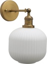 Pathson Modern Wall Sconce Lamp Milk White Round Glass, Hardwired Frosted Vintage Wall Vanity Light Fixture for Farmhouse Living Room Bedroom Bathroom Loft