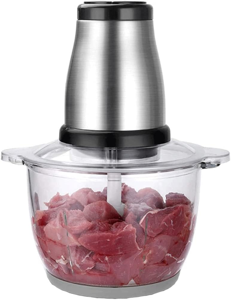 Food Chopper Electric, Glass Bowl Mini Food Processor Meat Grinder with 4 Detachable Stainless Steel Blades Fast & Slow 2 Speeds 300W