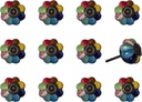 Set of 12, Hand-Painted 1 to 1-1/2 inch Dia. Ceramic Door Knobs, Easy Installation for Doors, Drawers and Cabinets