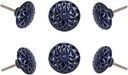 TRINCA-FERRO Set of 6 Royal Blue Round Floral Pattern Ceramic Knob for Dresser Drawers Kitchen Cabinets Laundry Room Closet Doors Knobs for Interior/Exterior | Office | Bedroom | Bathroom | Kitchen |