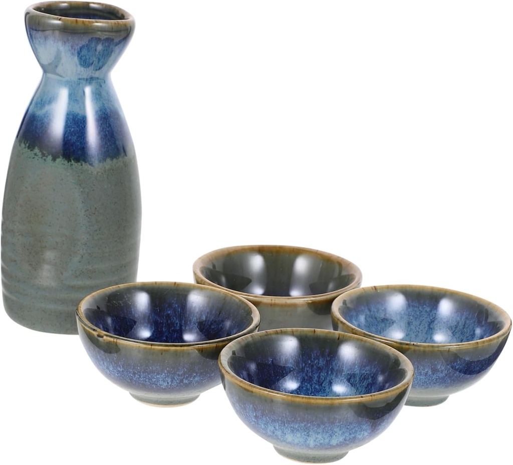 Luxshiny Japanese Sake Set with Assorted Color Sake Pot and Cups Pot Ceramic Cups for Home and Restaurants for Spirits and Water