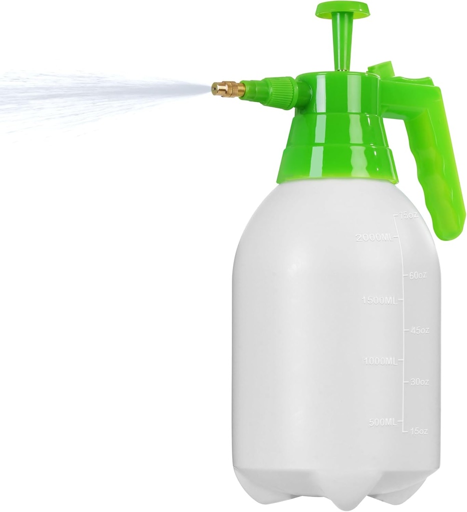 MaxWorks 51021 Hand Pump Sprayer Bottle 2L 0.5 Gal for Garden Indoor Outdoor Home with Adjustable Brass Nozzle of Mist Setting with Lock Switch