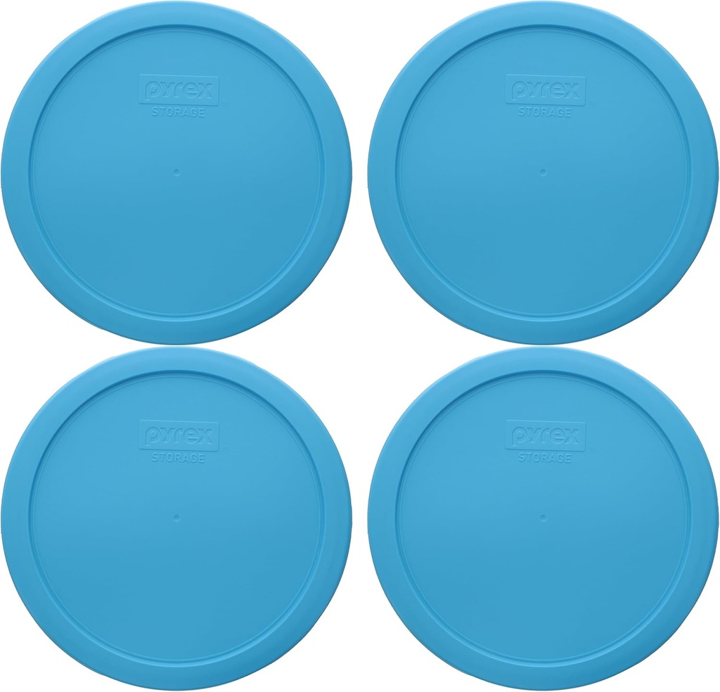 Pyrex 7402-PC 6/7-Cup Bright Blue Pantone Food Storage Replacement Lid (4-Pack) - Made in USA