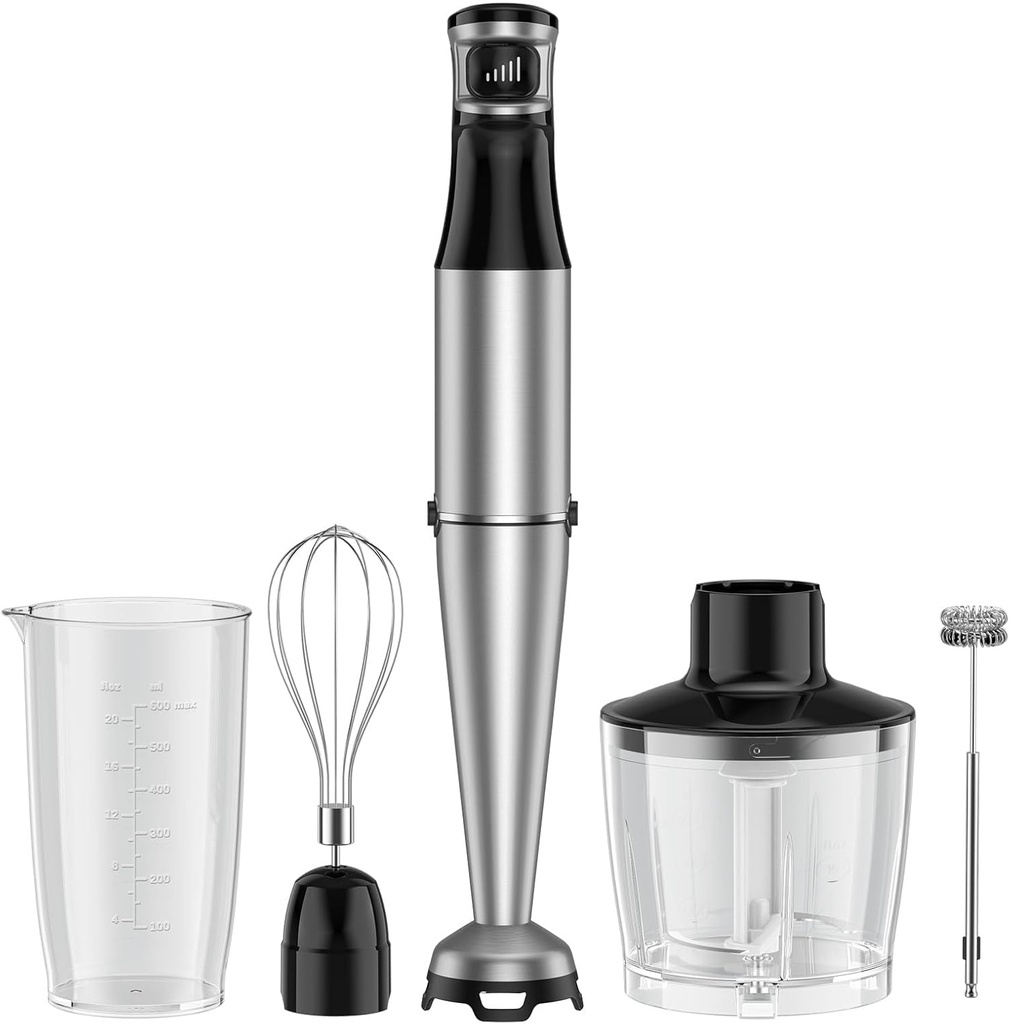 5 IN 1 Immersion Blender Handheld Set 1000W Heavy Duty Hand Blender with Milk Frother, Beaker, Whisk, Chopper