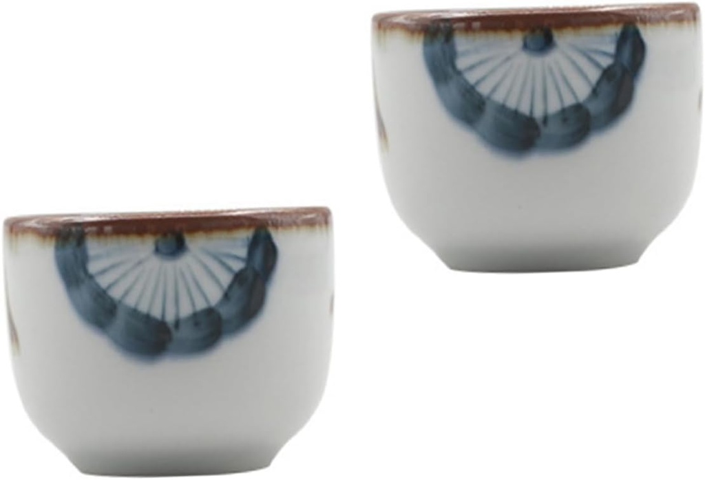 2Pcs Japanese Style Glazed Sake Cups Elegant Floral Design for Tea Parties Home Decor and present Giving Microwave Safe for Sake Tea Spirits